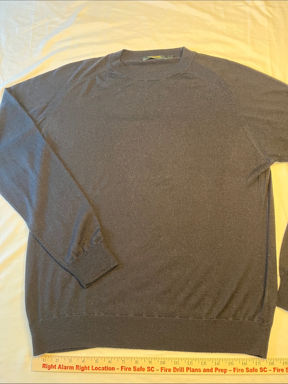 Tom James Silk Cashmere Crewneck Sweater‎ Men’s Large Navy Blue Luxury Knit
